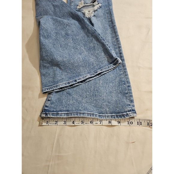 American Eagle Super High Rise Distressed Ripped Flare Jeans 6 Long - Picture 2 of 6